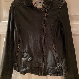 Women’s Doma Leather Jacket Distressed Blue Size 2